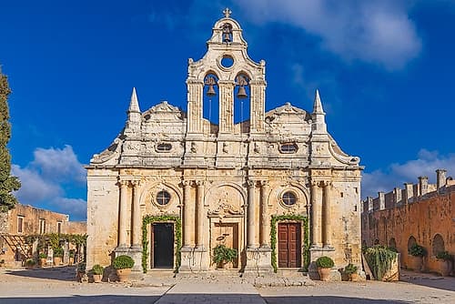 Greece, Crete, Rethymno. 16th century Eastern Orthodox Monastery. The Holy Monastery of Arkadi Art Print